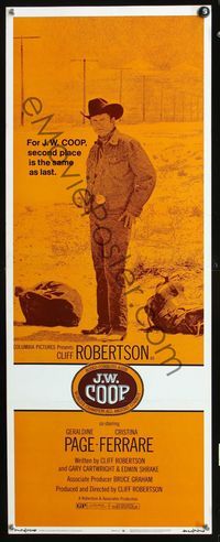 2h215 J.W. COOP insert movie poster '72 great full-length image of rodeo cowboy Cliff Robertson!