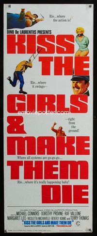 2h232 KISS THE GIRLS & MAKE THEM DIE insert movie poster '66 Mike Connors, Dorothy Provine