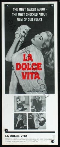 2h238 LA DOLCE VITA insert '61 Federico Fellini, Marcello Mastroianni, sexy Anita Ekberg with cat!