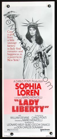 2h243 LADY LIBERTY insert poster '72 great wacky image of sexy Sophia Loren as Statue of Liberty!