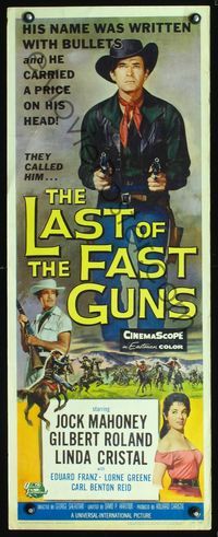 2h249 LAST OF THE FAST GUNS insert '58 Jock Mahoney's name was written with bullets, cool art!