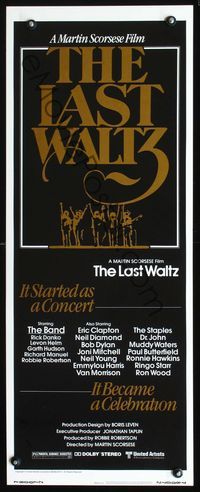 2h251 LAST WALTZ insert movie poster '78 Martin Scorsese, it started as a rock & roll concert!