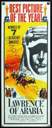 2h254 LAWRENCE OF ARABIA style B insert '62 David Lean classic starring Peter O'Toole, Best Picture!