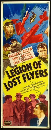 2h258 LEGION OF LOST FLYERS insert R49 great image of pilot Richard Arlen & crashing airplane!