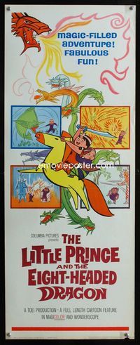 2h271 LITTLE PRINCE & THE 8 HEADED DRAGON insert movie poster '64 cool early Japanese fantasy anime!