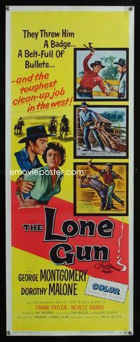 2h274 LONE GUN insert movie poster '54 George Montgomery had the toughest clean-up job in the West!