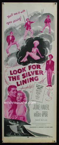 2h280 LOOK FOR THE SILVER LINING insert movie poster R56 June Haver, Ray Bolger, Gordon MacRae