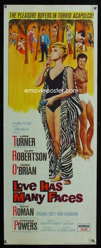 2h283 LOVE HAS MANY FACES insert '65 art of sexy smoking Lana Turner & barechested Cliff Robertson!