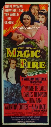 2h292 MAGIC FIRE insert movie poster '55 Dieterle, Yvonne De Carlo, Alan Badel as Richard Wagner!