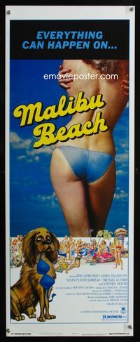 2h294 MALIBU BEACH insert '78 great image of sexy topless girl in bikini on famed California beach!