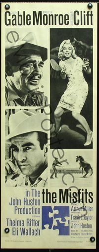 2h328 MISFITS insert poster '61 Clark Gable, sexy Marilyn Monroe, Montgomery Clift, John Huston