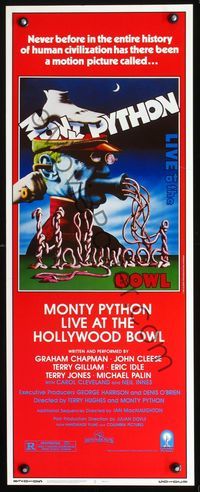 2h332 MONTY PYTHON LIVE AT THE HOLLYWOOD BOWL insert poster '82 great wacky meat grinder image!