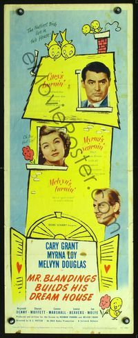 2h337 MR. BLANDINGS BUILDS HIS DREAM HOUSE insert poster '48 Cary Grant, Myrna Loy, Melvyn Douglas