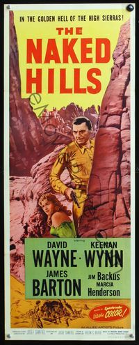 2h342 NAKED HILLS insert movie poster '56 David Wayne in the golden Hell of the High Sierras!