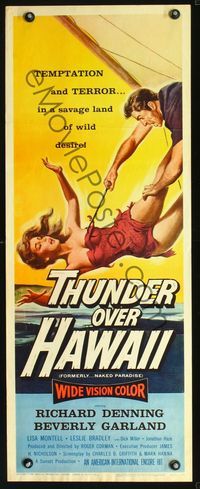 2h343 NAKED PARADISE insert R60 super sexy Beverly Garland caught by hook, Thunder Over Hawaii!