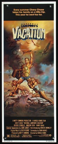 2h347 NATIONAL LAMPOON'S VACATION insert '83 sexy exaggerated art of Chevy Chase by Boris Vallejo!
