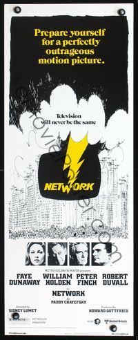 2h350 NETWORK insert poster '76 written by Paddy Cheyefsky, William Holden, Sidney Lumet classic!