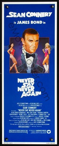 2h351 NEVER SAY NEVER AGAIN insert poster '83 art of Sean Connery as James Bond 007 by R. Dorero!