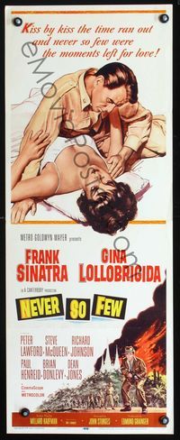2h352 NEVER SO FEW insert movie poster '59 artwork of Frank Sinatra & sexy Gina Lollobrigida!