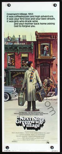 2h353 NEXT STOP GREENWICH VILLAGE style B insert movie poster '76 Lenny Baker, cool art by Lettick!