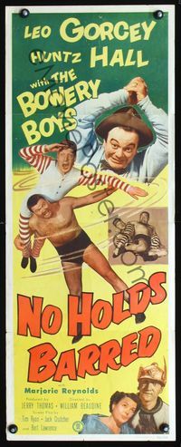 2h358 NO HOLDS BARRED insert '52 Leo Gorcey, Huntz Hall & the Bowery Boys with real wrestlers!