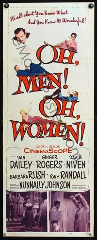 2h360 OH MEN OH WOMEN insert movie poster '57 Dan Dailey, Ginger Rogers, David Niven, Barbara Rush