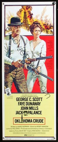 2h362 OKLAHOMA CRUDE insert movie poster '73 art of George C. Scott & Faye Dunaway with rifles!