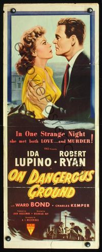 2h365 ON DANGEROUS GROUND insert '51 Nicholas Ray, close up of Robert Ryan grabbing Ida Lupino!