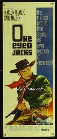 2h367 ONE EYED JACKS insert movie poster '61 great artwork of star & director Marlon Brando!