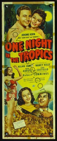 2h369 ONE NIGHT IN THE TROPICS insert poster '40 five stars pictured, but no Abbott & Costello!
