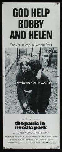 2h373 PANIC IN NEEDLE PARK insert poster '71 Al Pacino & Kitty Winn are heroin addicts in love!