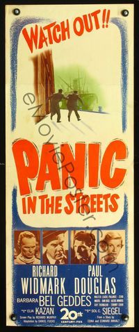 2h374 PANIC IN THE STREETS insert movie poster '50 Elia Kazan, Richard Widmark, film noir!