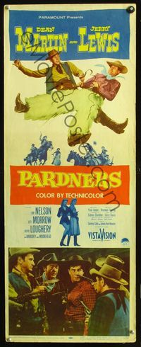 2h375 PARDNERS insert movie poster '56 great full-length image of cowboys Jerry Lewis & Dean Martin!