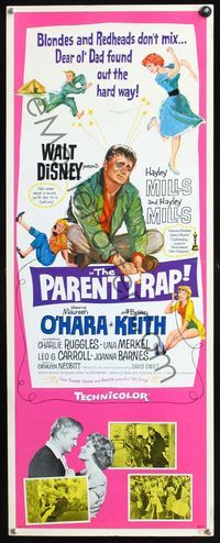 2h376 PARENT TRAP insert movie poster '61 Disney, Hayley Mills, Maureen O'Hara, Brian Keith