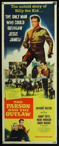 2h377 PARSON & THE OUTLAW insert movie poster '57 Anthony Dexter, the untold story of Billy the Kid!