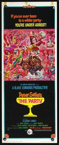 2h379 PARTY insert movie poster '68 Peter Sellers, Blake Edwards, great art by Jack Davis!