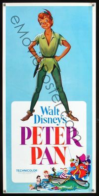 2h381 PETER PAN insert movie poster R76 Walt Disney animated cartoon fantasy classic!