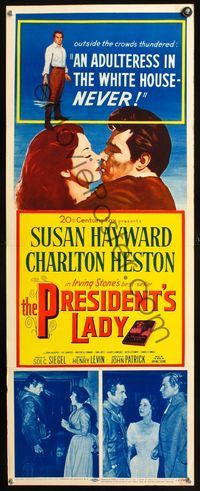 2h392 PRESIDENT'S LADY insert movie poster '53 art of adulteress Susan Hayward & Charlton Heston!