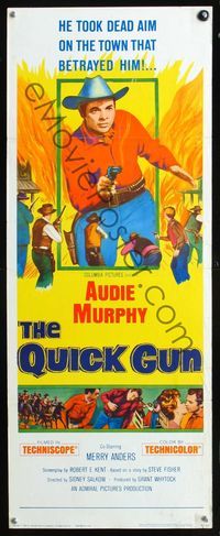2h396 QUICK GUN insert '64 cool artwork of Audie Murphy in the raw rampaging fury of the West!
