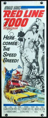 2h406 RED LINE 7000 insert '65 Howard Hawks, James Caan, car racing, here comes the speed breed!