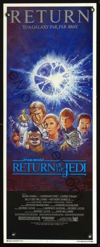 2h412 RETURN OF THE JEDI insert R85 George Lucas classic, Mark Hamill, Harrison Ford, Tom Jung art!