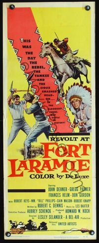 2h414 REVOLT AT FORT LARAMIE insert movie poster '56 John Dehner vs Sioux Indians in Wyoming!