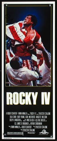 2h419 ROCKY IV insert poster '85 great image of heavyweight champ Sylvester Stallone in boxing ring!