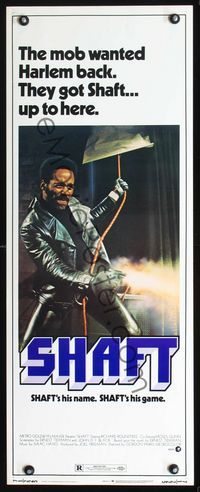 2h435 SHAFT insert movie poster '71 classic image of tough Richard Roundtree shooting gun!