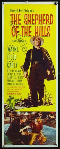 2h436 SHEPHERD OF THE HILLS insert poster R55 full-length John Wayne, from Harold Bell Wright novel!