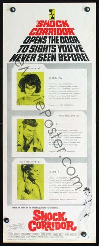 2h438 SHOCK CORRIDOR insert poster '63 Sam Fuller's masterpiece that exposed psychiatric treatment!