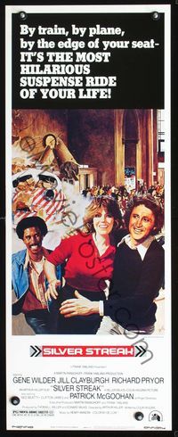 2h441 SILVER STREAK insert poster '76 art of Gene Wilder, Richard Pryor & Jill Clayburgh by Gross!