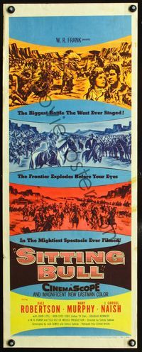 2h445 SITTING BULL insert movie poster '54 cool artwork of the biggest battle the West ever staged!