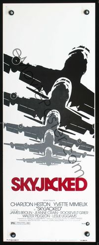2h446 SKYJACKED insert poster '72 Charlton Heston, Yvette Mimieux, cool art of Boeing 707 airplane!
