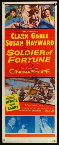 2h452 SOLDIER OF FORTUNE insert movie poster '55 Clark Gable & Susan Hayward in Hong Kong!
